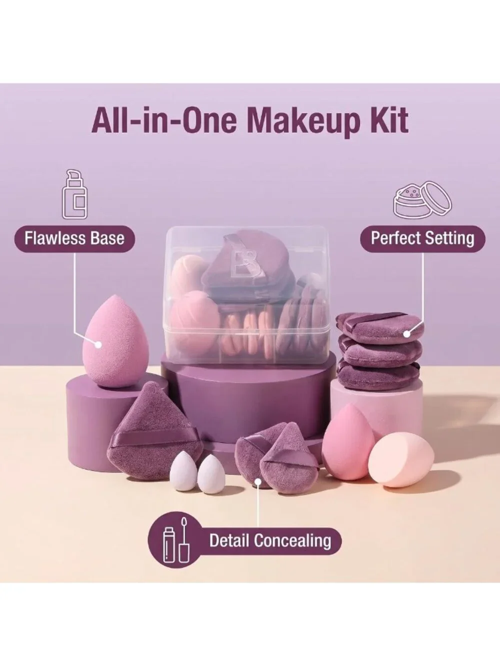 14PCS Makeup Sponge Set - Soft Non-Latex Blenders for Foundation & Concealer